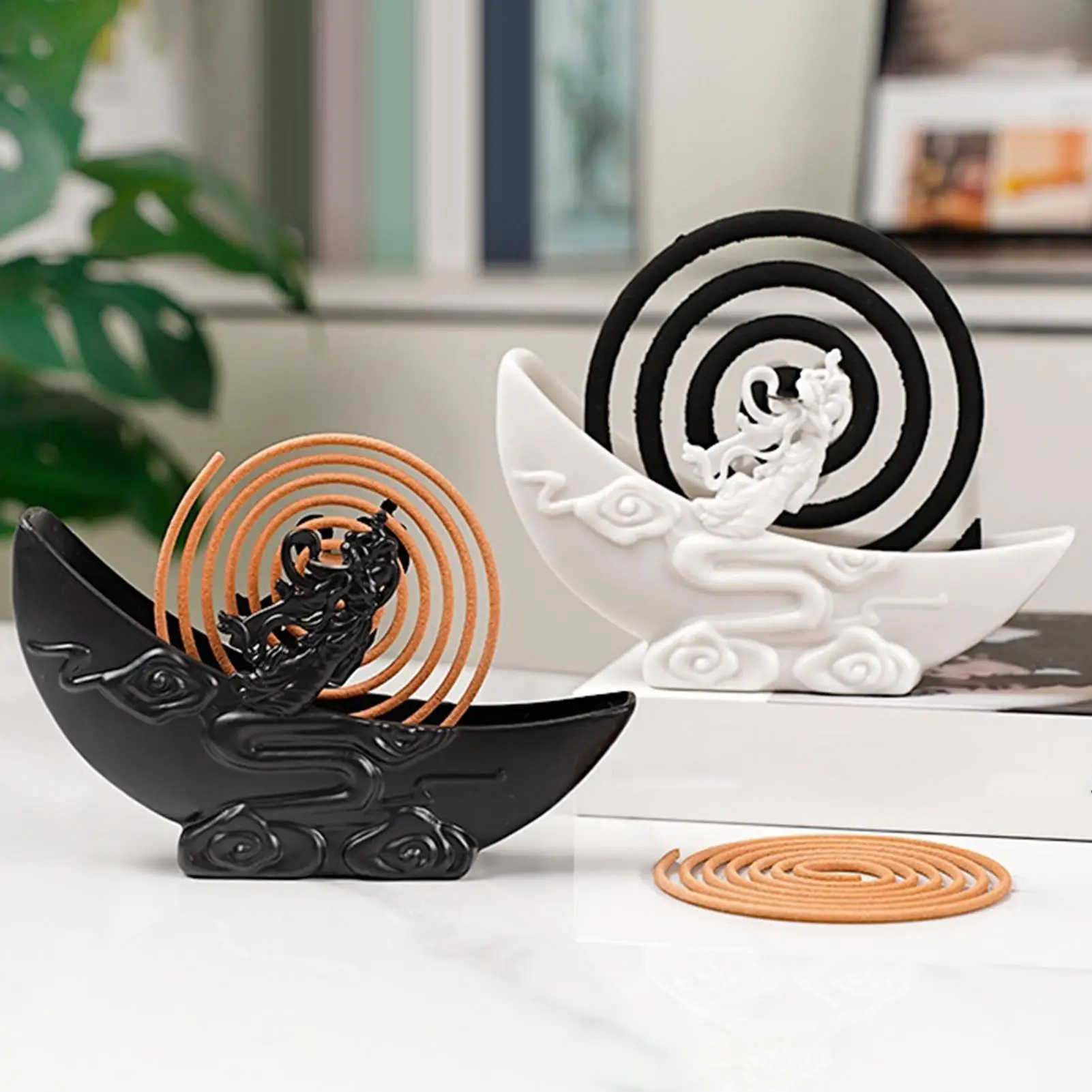 Fly Coil Stand Chang'e Moon-Shaped Portable Tray Fly Coils Outdoor Holder for Patio Deck Porch Balcony Lawn Picnic Backyard