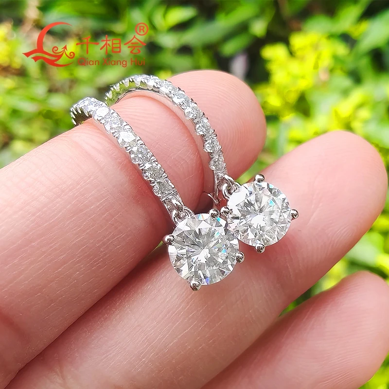 6.5mm1ct half around round shape 925 silver white color D VVS moissanite stone ear stud Earing gift dating women wedding