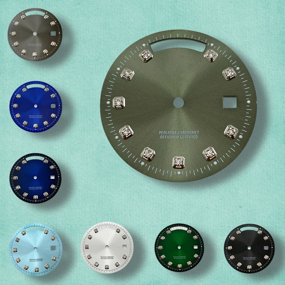 

31mm S Logo Day And Date Diamonds Dial Fit 8285 Movement Sunray High-Quality Dial Watch Modification Accessories