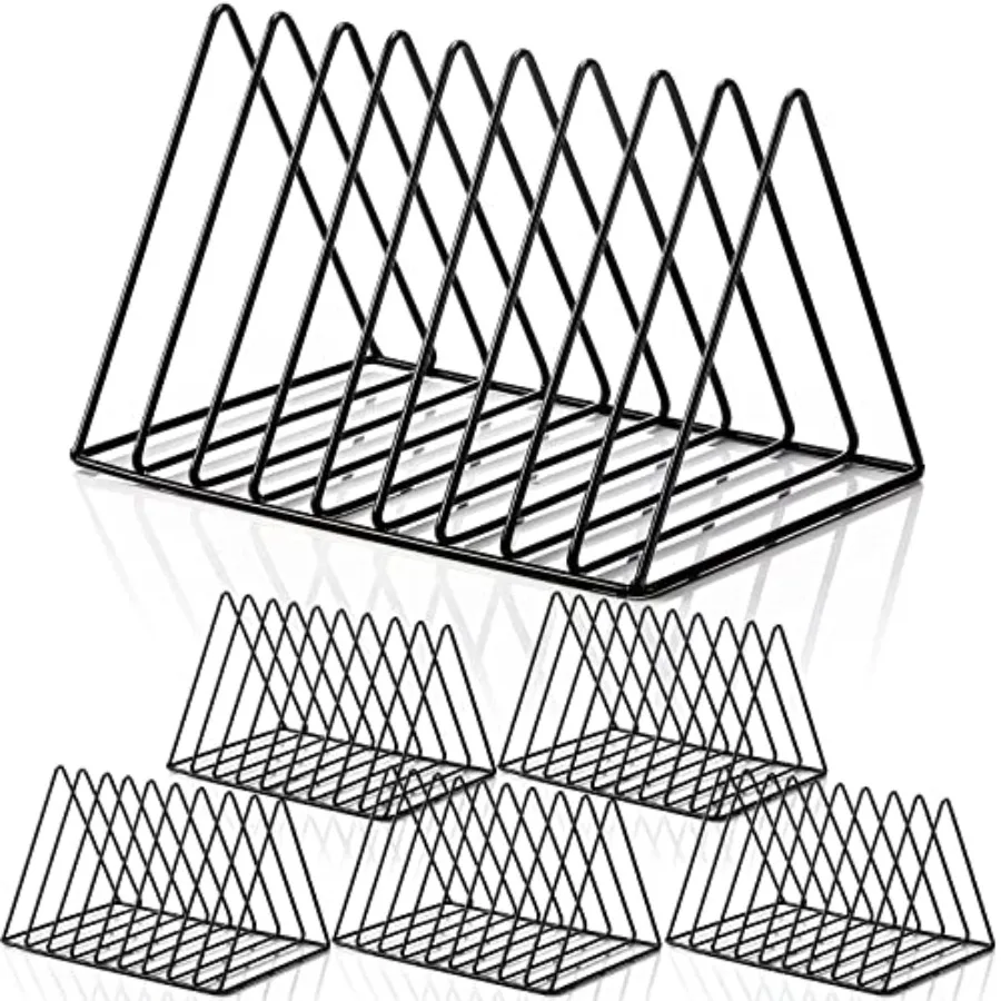 Shimeyao 6 Pieces Magazine Holder Triangle File Holder Book Record Metal Vinyl Record Storage Magazine Rack Multifunction Trian