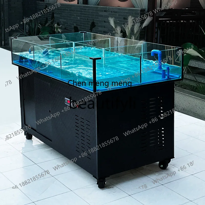 Z189 Mobile Seafood Pool Commercial Aquatic Supermarket Seafood Tank Shellfish Pool Dedicated Refrigeration Integrated Machine