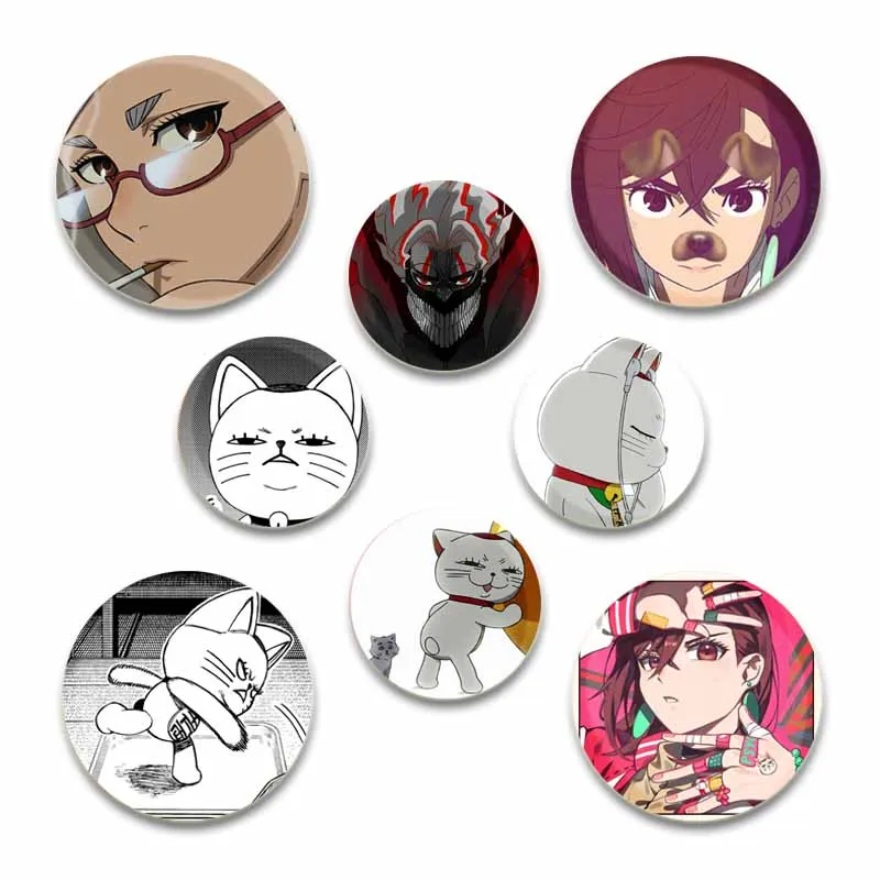 32/44/58mm Anime Dandadan Cartoon Character Lapel Pins Creative Round Brooches Badge for Backpack Decoration Gifts