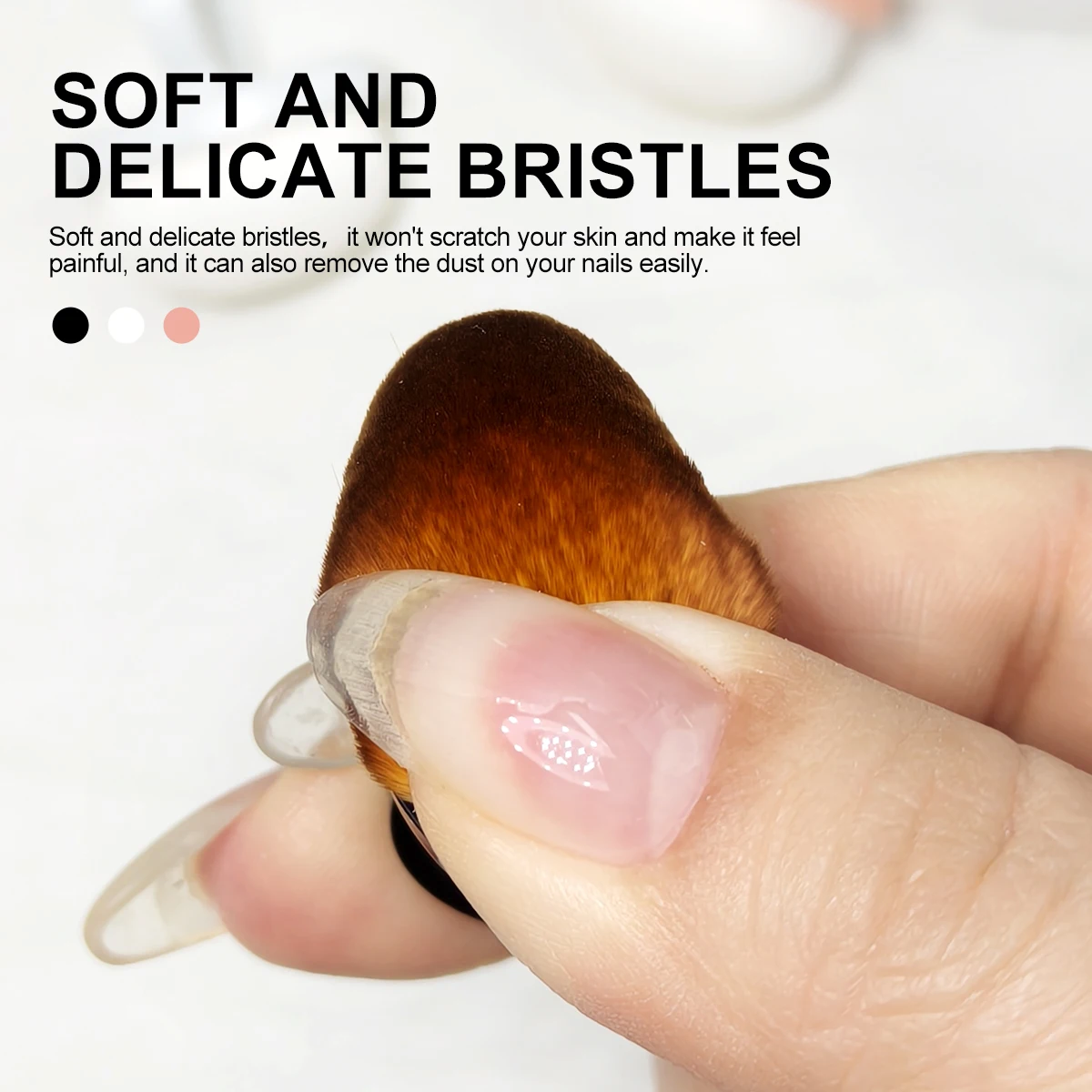 1Pcs Professional Nail Dust Cleaning Brush Button Oval Gel Dust Cleaning Makeup Ring Brush Manicure Tool
