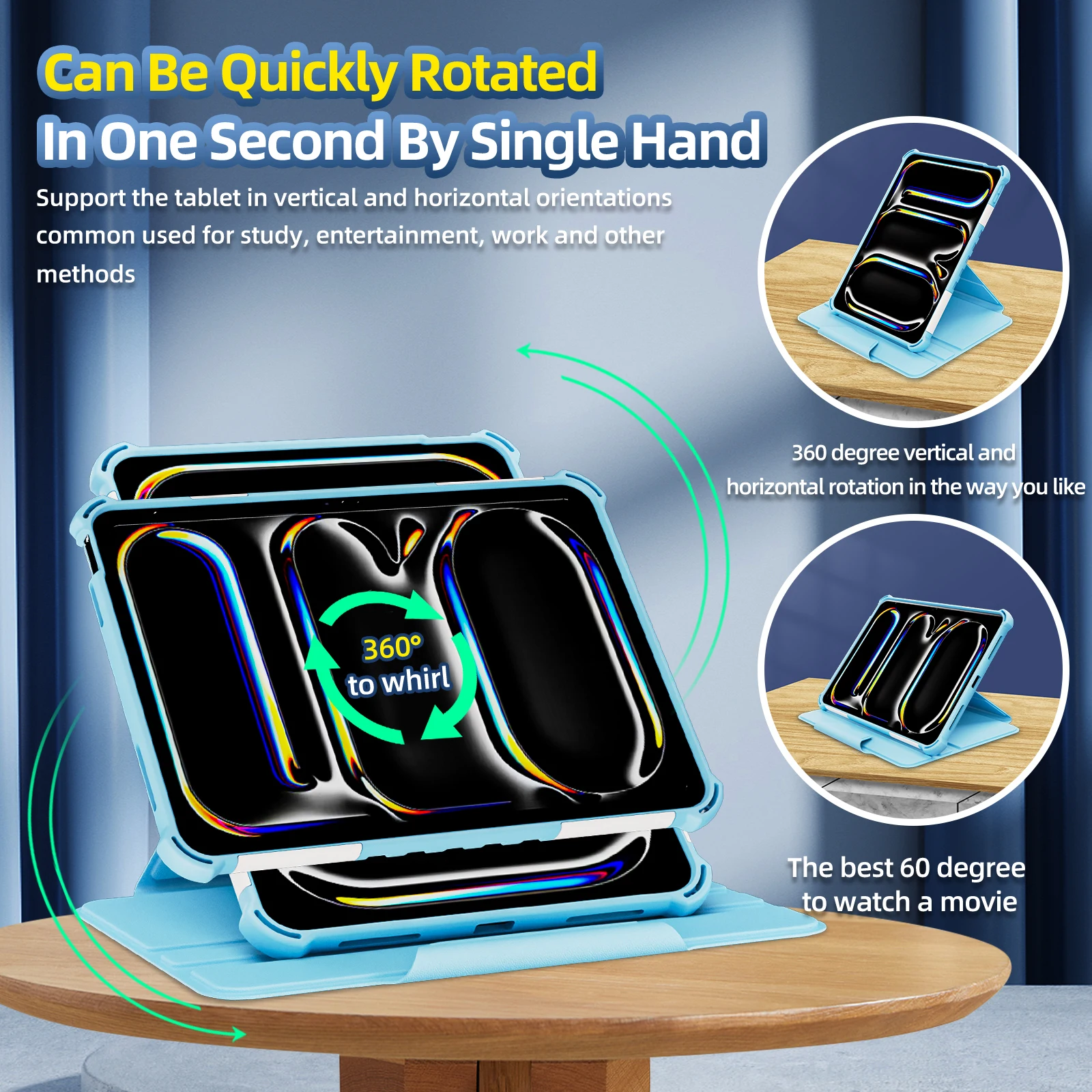 360 Degree Rotation For Armor Leather Tablet Cover For ipad air 11 m3 case 2025 ipad a16 case For 10/11th Gen 10.9 7 8 9 mini 7