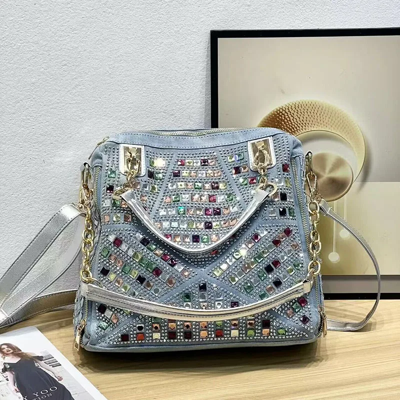 

Diamond Retro High-end Fashion Denim Handbag for Women New Casual Shoulder Bag for Mothers One Shoulder Crossbody Bag
