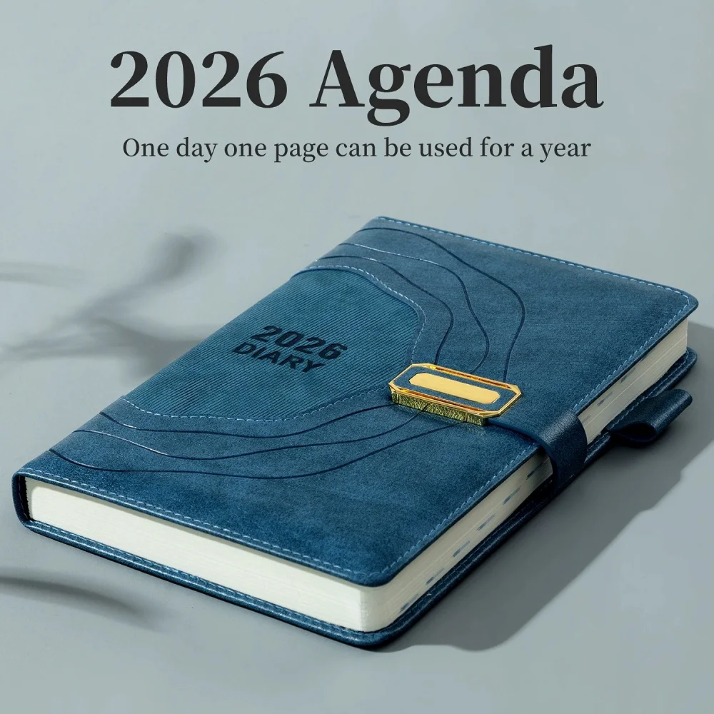 A5-Format, 365 Tage, 2026 Englischer Tagesplan, Notizblock, einseitiges Planbuch, effizientes Agenda-Planungsnotizbuch mit verdickten Seiten
