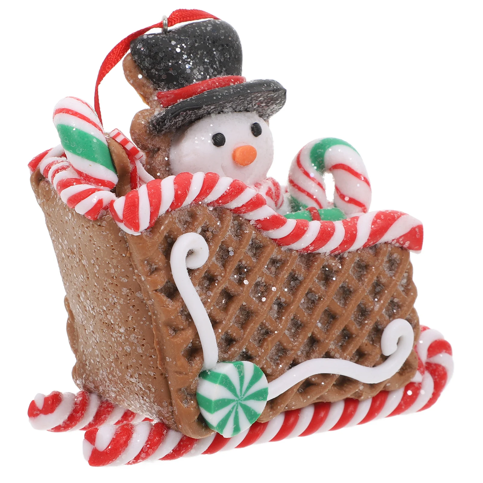 

Polymer Clay Sleigh Hanging Ornament Rustic Christmas Tree Decor Holiday Wall Pendant for Indoor Home Mantel Window Xmas