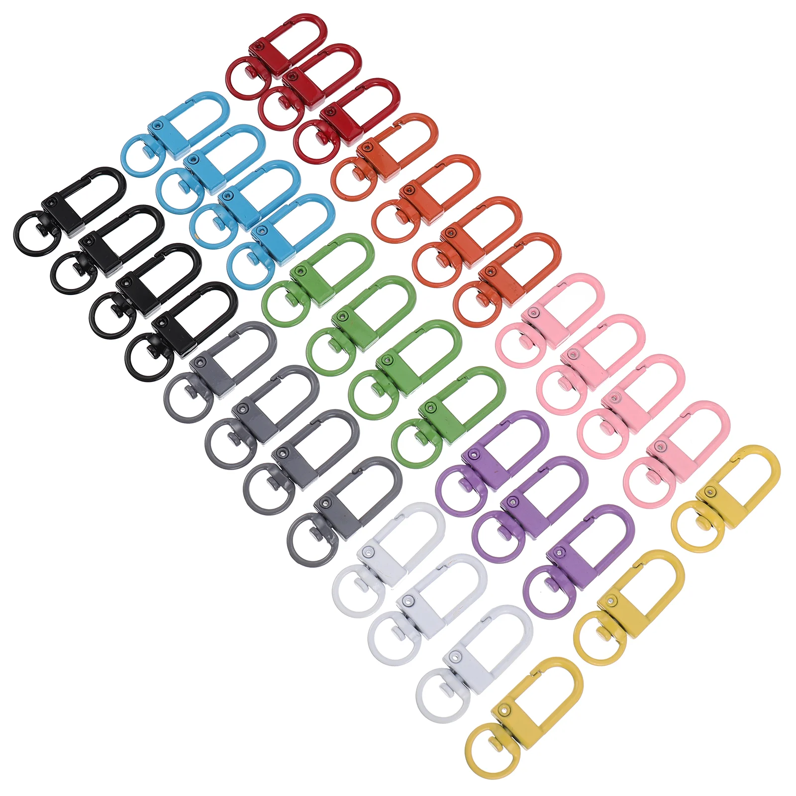 36 Pcs The Metal Door Word Buckle Alloy Keychain Hook Keyring Jewelry DIY Supplies Rotating