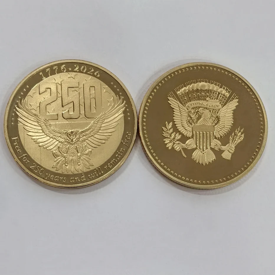 عملة مطلية بالذهب للذكرى الـ 250 لذكرى أمريكا الجديدة "مجاني لمدة 250 عامًا وسوف حرًا" مجموعة العملات التذكارية هدية