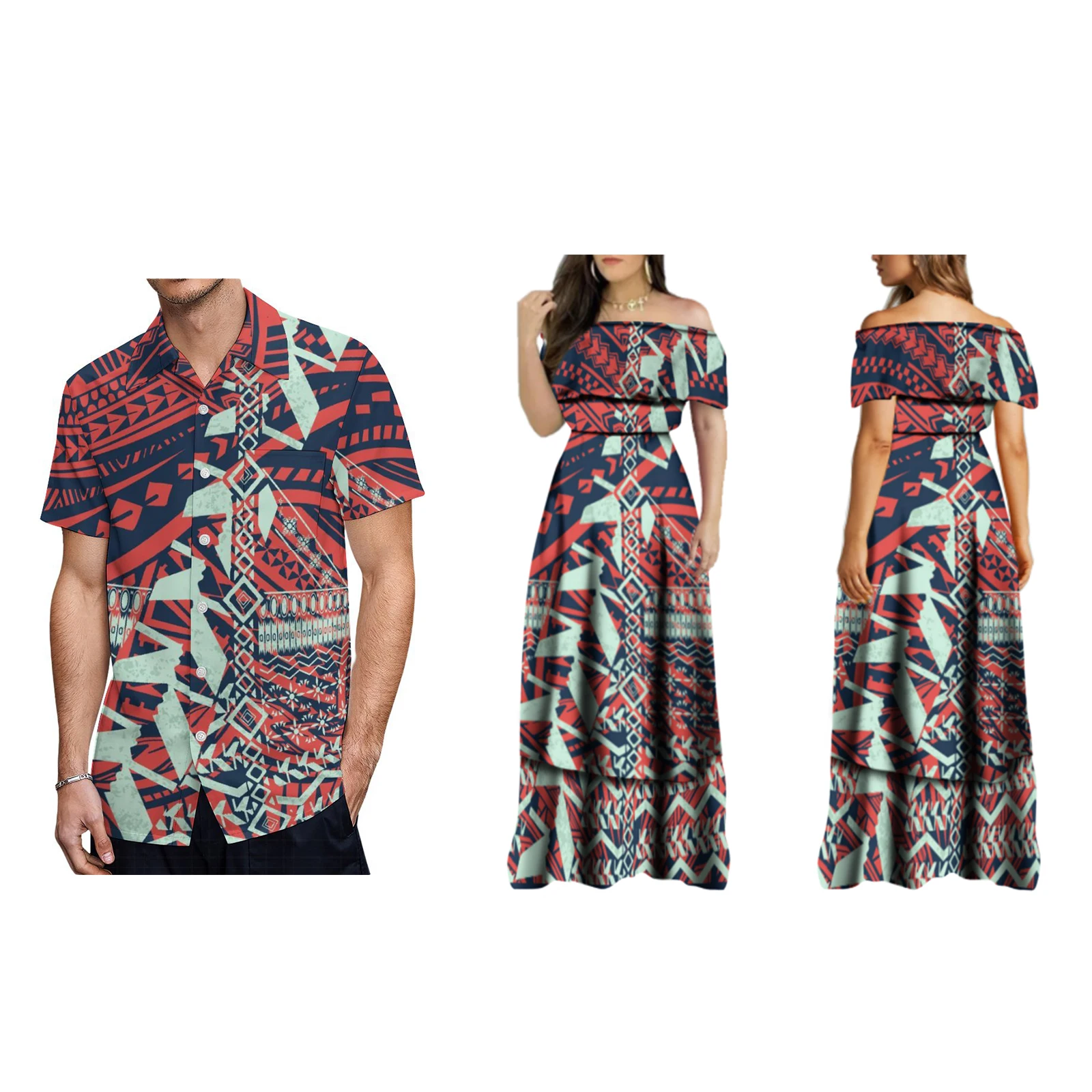 Robe de Soirée Longue et Élégante à Volants pour Femme, Tenue Personnalisée, Style Samoan, Imprimé Tribal, Maxi, Nouvelle Collection 2024