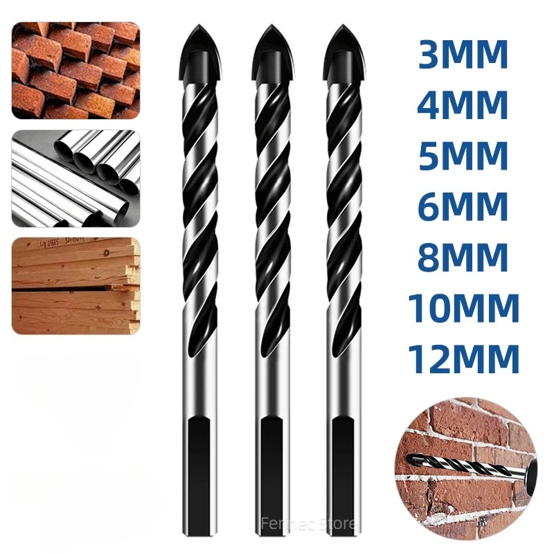3-12 Mm Triangular Drill Set Bit Metal Tile Drill Bit Ceramic Concrete Brick Perforating Glass Super Hard Alloy High Hardness