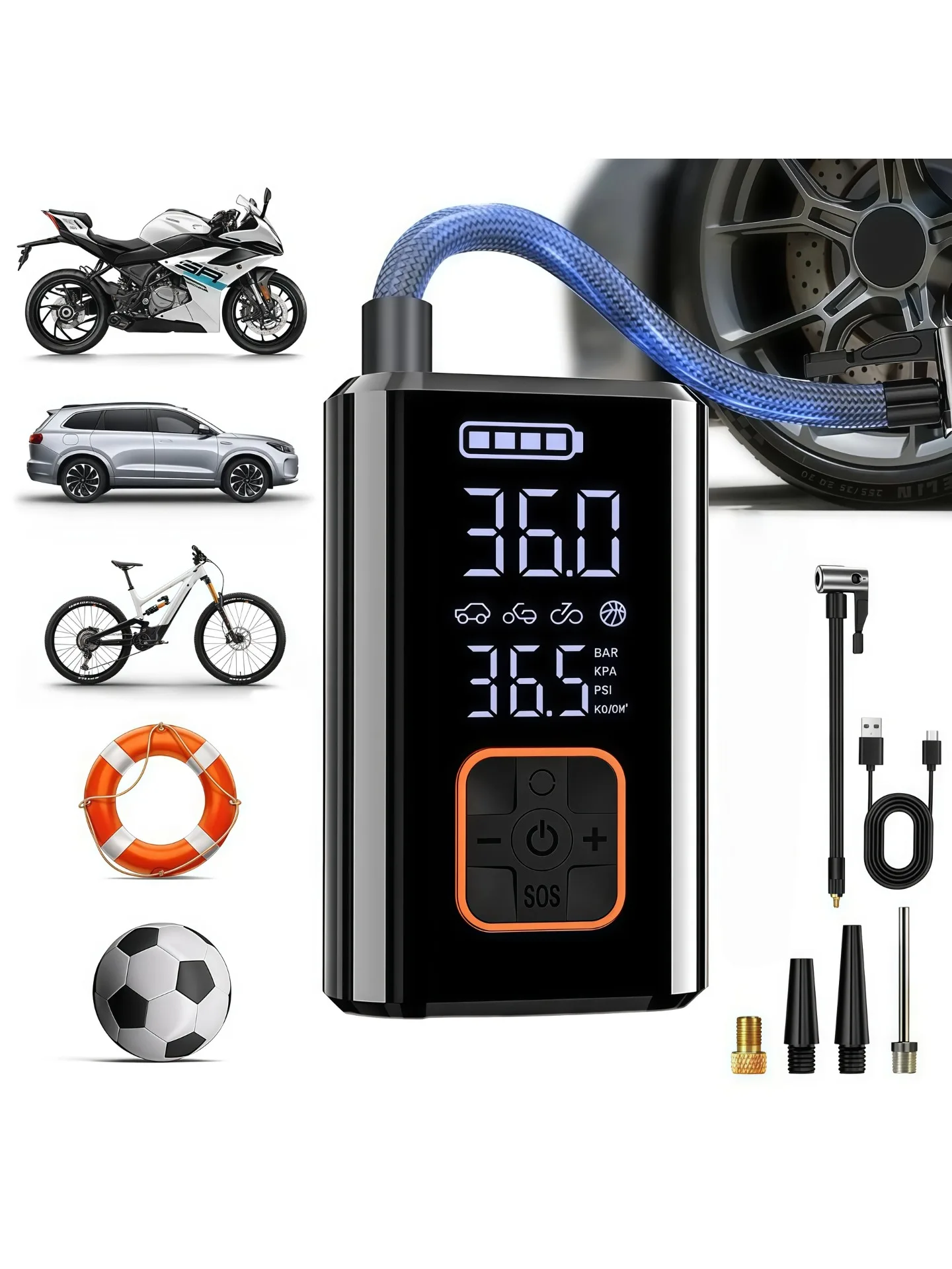 AliExpress ANJI Portable Electric Wireless Car Air Pump Smart Tire Inflator Universal Multifunctional Inflator for Sedan SUV Off-road Bike