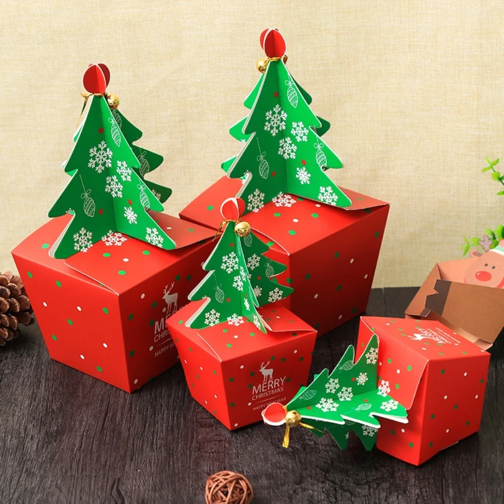 10 Pcs Paper Christmas Tree Candy Box DIY Good Load-bearing Christmas Gift Box Eco-friendly Large Capacity Gift Packaging Box