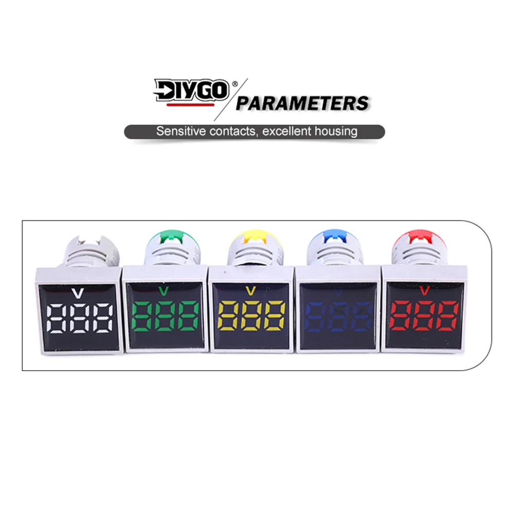 22MM Protective Film AC20-500V Voltmeter Square&Round Panel LED Digital Voltage Meter Indicator Light Tester Voltmeter