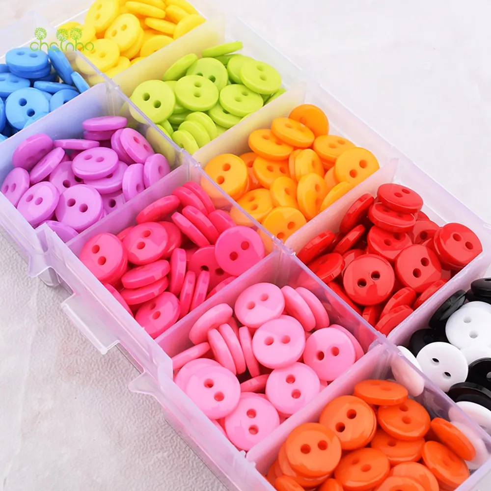 Chainho,Color Resin Buttons,2 Hole,Diameter 9mm,DIY Scrapbooking Patchwork Decorative Crafts & Home Decoration,600pcs/Box,B05