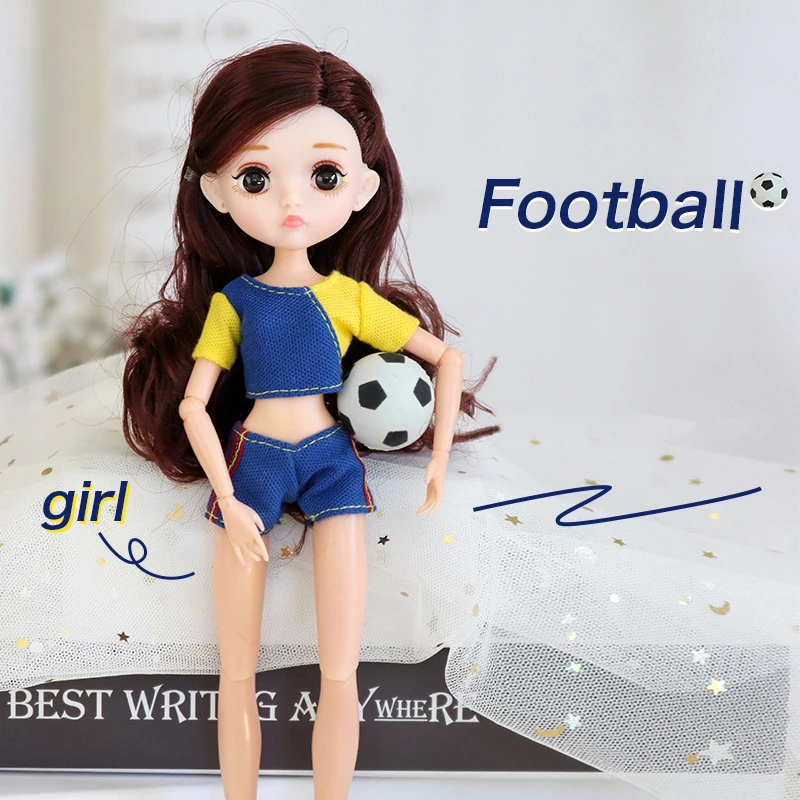 26cm BJD Sport Doll Football Doll Girl Princess Sportswear Suit Figure Model Joint Movable Fashion Cute Doll Girls Birthday Gift