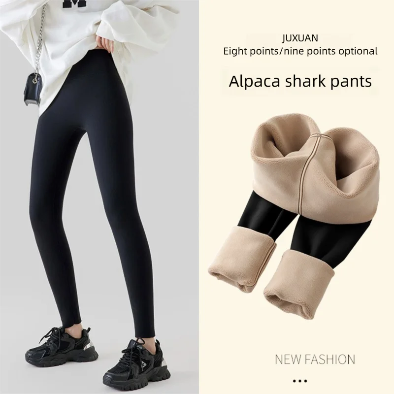 Shark Leggings Women Thick Fleece Lined Winter Pants High Waist Slim Plus Size Petite Thermal Tights Woman Clothing S to 3XL