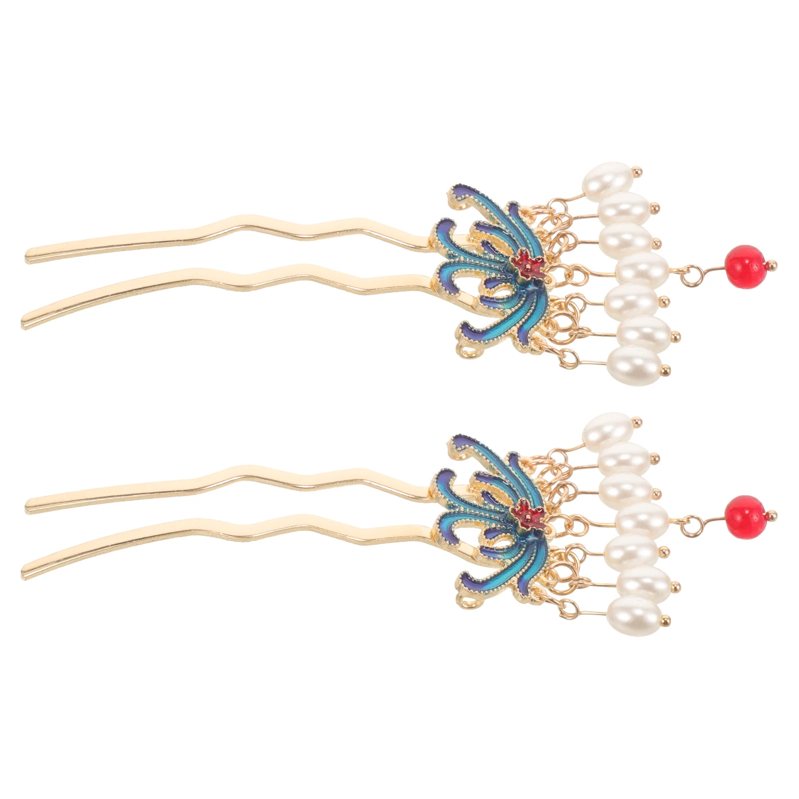 

Pearl Chopsticks Vintage Chinese Style Accessories Elegant Women Hair Sticks Bun Decorative Alloy Tempered
