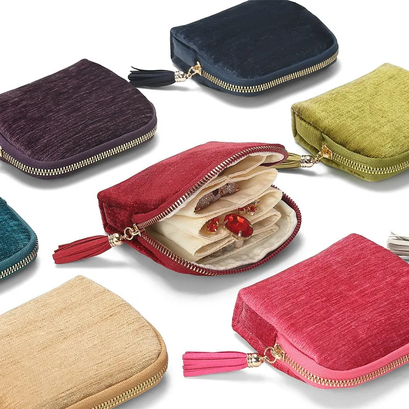 Elegant and Premium Portable Beaded Jewelry Storage Bag Crystal and Pearl Bracelet Charm Organizer Multi-layered Jewelry Pouch