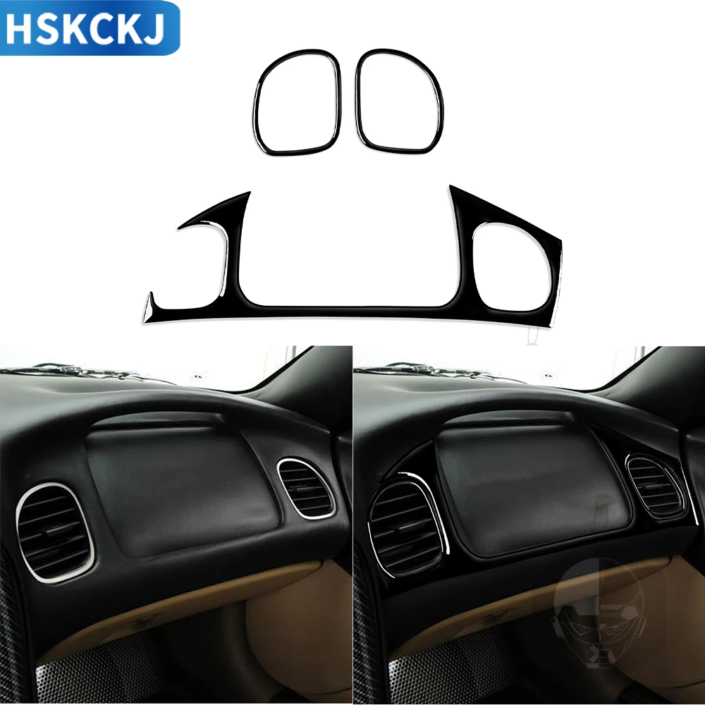 

For Chevrolet Corvette C5 1998-2004 Black Plastic Accessories Car Interior Passenger Surround Air Outlet Ring Trim Sticker