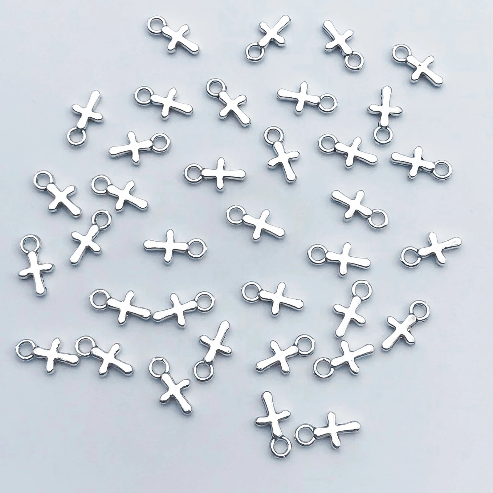 30/50Pcs Antique Silvery Cross Charms For Jewelry Making DIY Handmade Necklace Bracelet Earrings Keychain Accessories