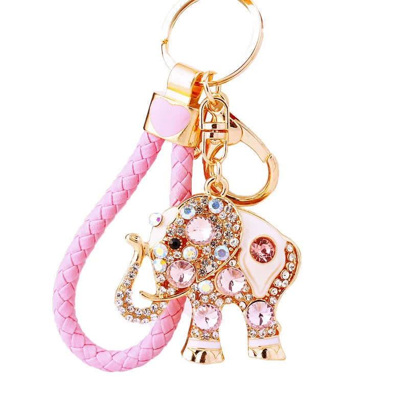 Bling Rhinestone Cute Elephant Keychain Key Ring Handbag Charm Pendant Gift Key Chain Handbag Pendant Car Ring Charm Jewelry