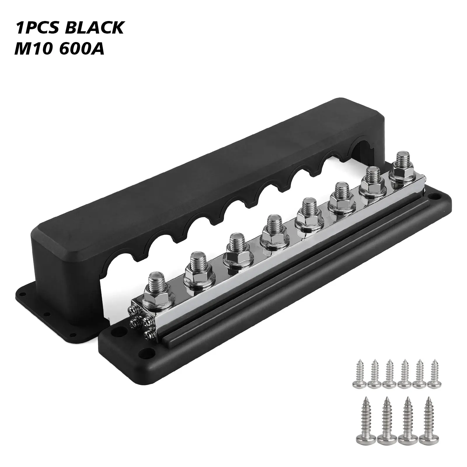 8 Post Stroomverdeelblok M10 Met Cover Zware 24V 600 Amp Rating Bus Bar Paar Voor Auto Rv Voertuigen Vrachtwagenboot
