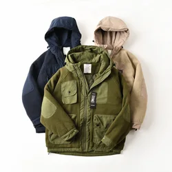 Thickened Fleece Cotton Padded Jacket Loose Warm Work Clothes Casual Hooded Jacket Outdoor Trekking Riding Camping Running Sport