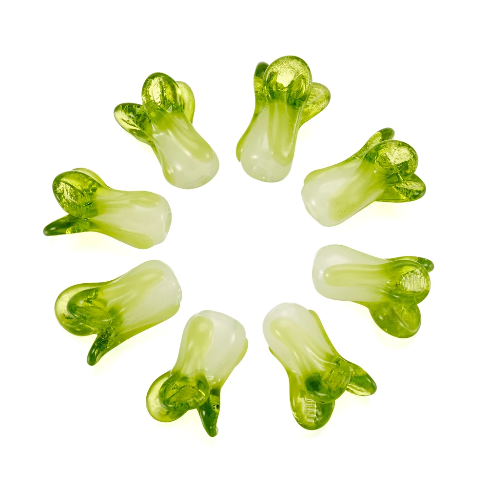

10pcs Chinese Cabbage Handmade Lampwork Beads Vegetable Beads Spacer Loose Beads For Jewelry Making DIY Bracelet Necklace