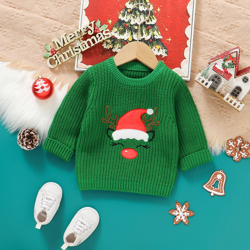 

Christmas Baby Sweater Knit Child Xmas Clothes Tops jumper Cute Cartoon Outerwear Infant Boys Newborn Girls Pullover Long Sleeve