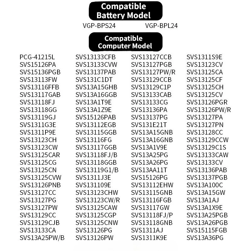 New VGP-BPS24 Laptop Battery 11.1V 4400mAh For Sony VAIO SVS13 SVS13123 SVS13125 SVS13126 VGP-BPL24 SVS13115 SVS13117 SVS13118