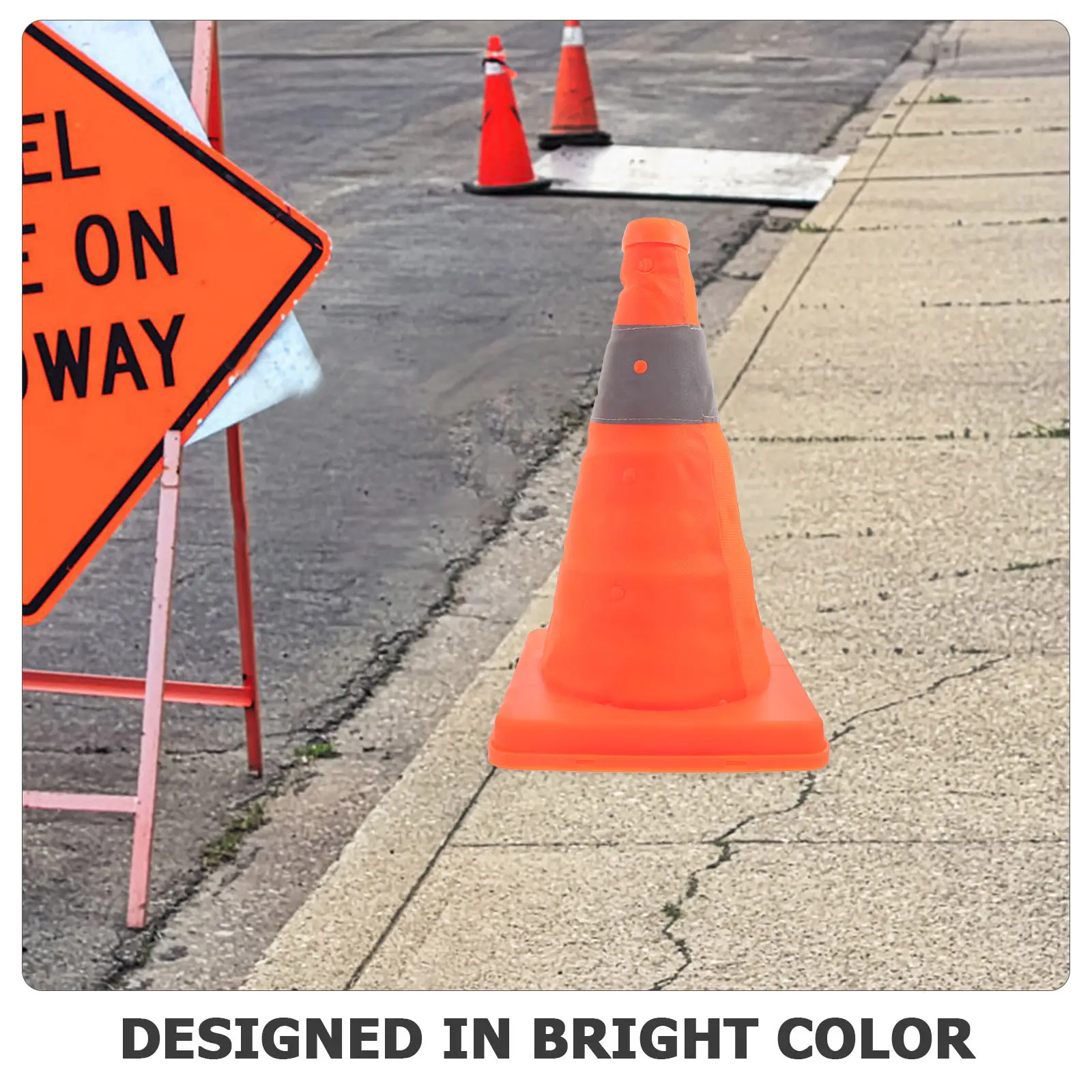 2Pcs Collapsible Traffic Cone Bright Orange Emergency Parking Road Safety Cone for Traffic Control Driving Training Safety Cones