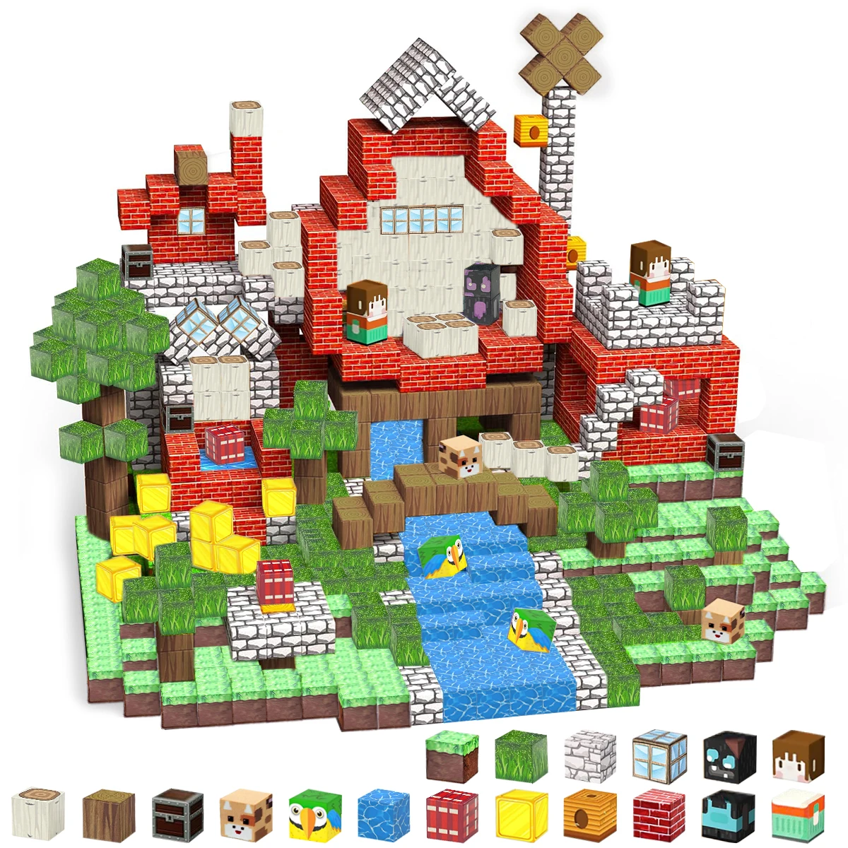 Magnetic Building Blocks-Animal Forest For Kids Boys Girls Ages 3+ Magnet Cube Set STEM Montessori Sensory Toy Birthday Gift