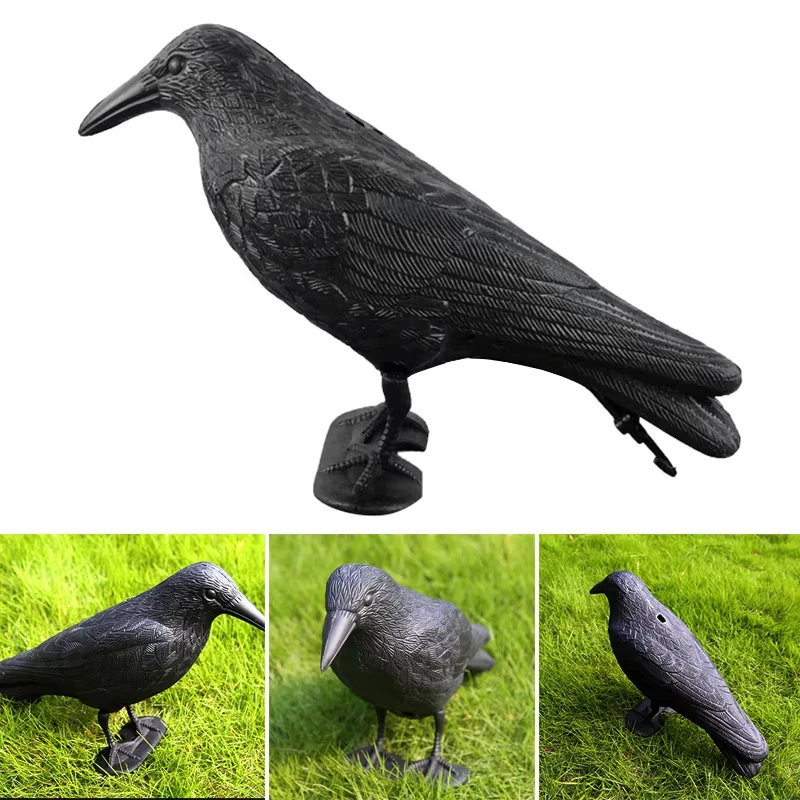 Bird Crow Decoration Simulation Plastic Crow Decoration With Footposts Courtyard Garden Decor