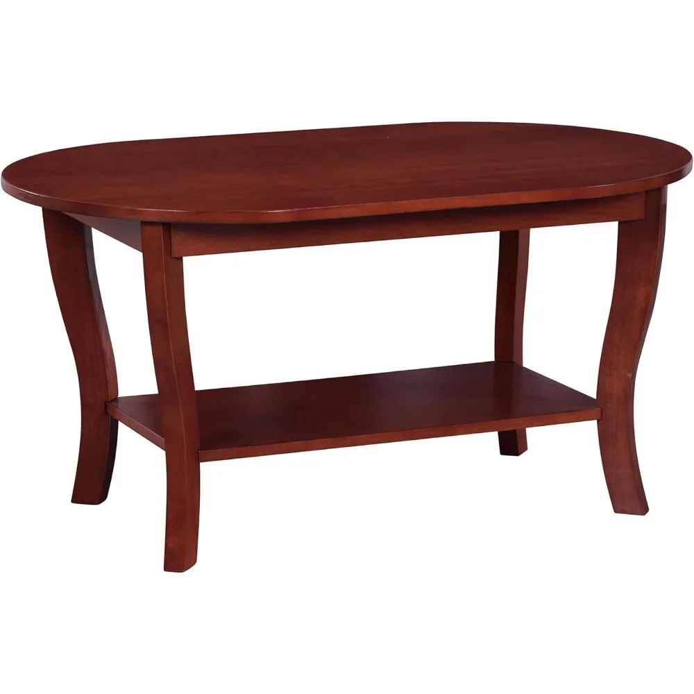 

Oval Coffee Table 36 - Classic Living Room Table with Storage Shelf for Transitional