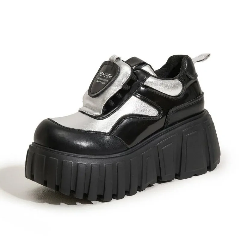 

Зимние женские туфли-лодочки на высокой платформе 8 см, модные разноцветные лоферы 2023 года, кожаная женская обувь на танкетке с толстой подошвой