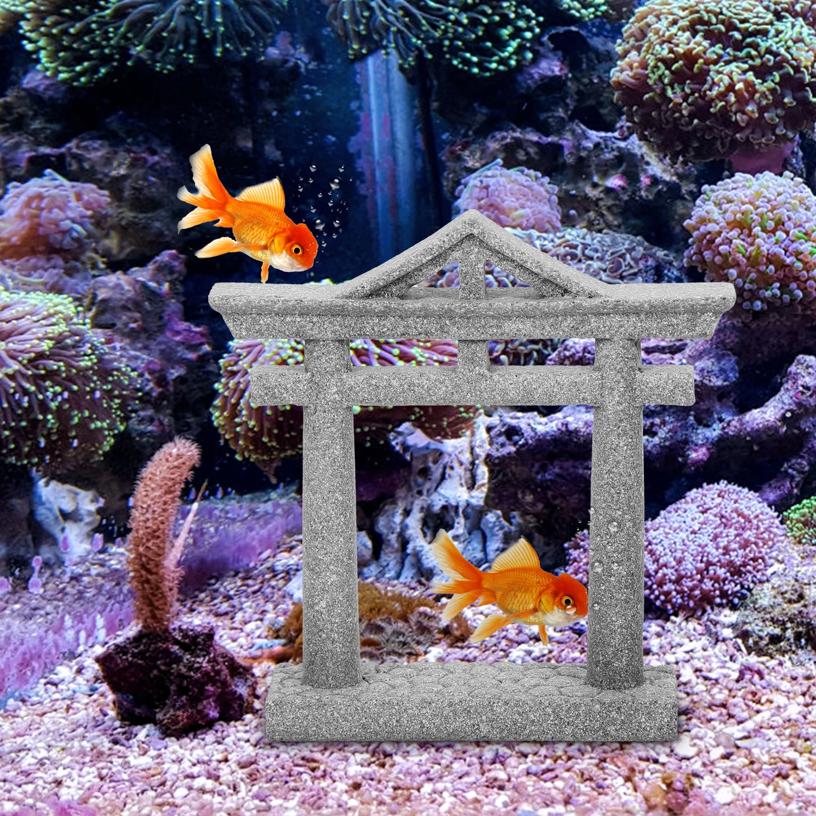 بوابة يابانية مصغرة الزينة السلس حساسة الحرفية لخزان الأسماك حوض السمك حديقة ديكور بوابة ديكور #1