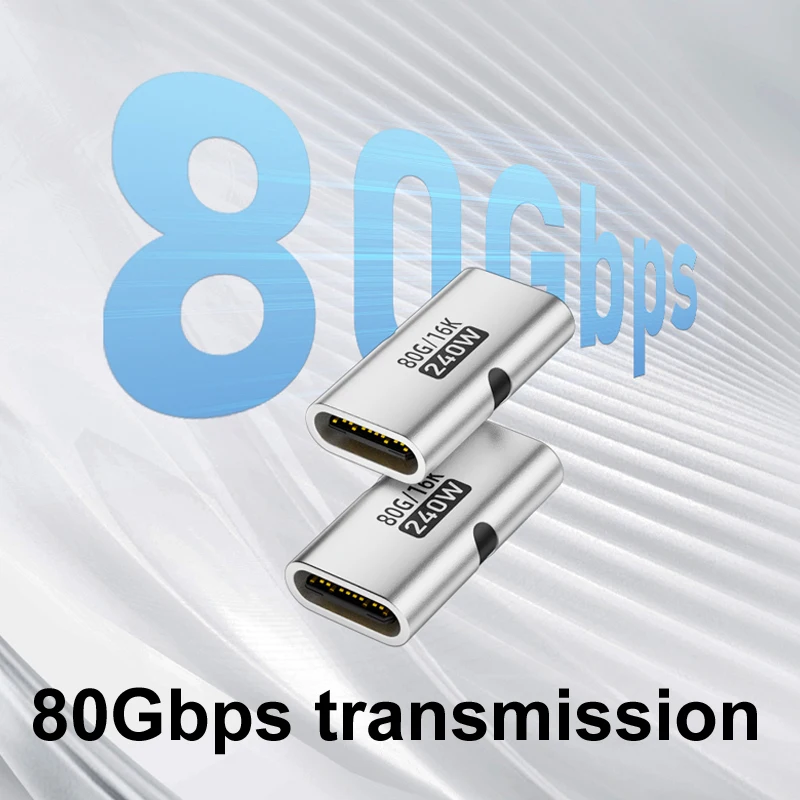 USB TYPE-C Female to Female Adapter Fast Charger PD 3.1 240W 80Gbps 16K@60Hz 8k@60Hz Video Cable For Thunderbolt 4/3 Device