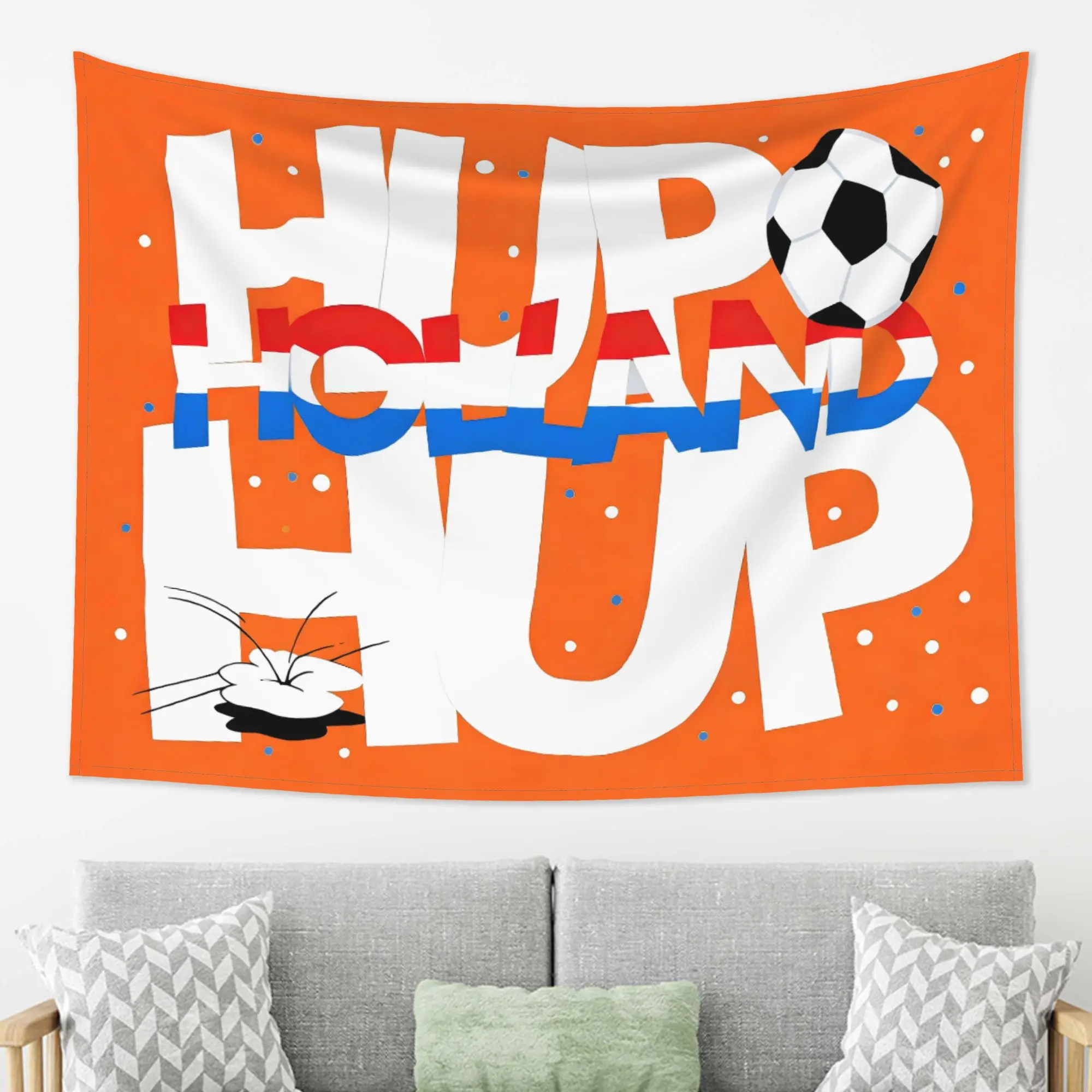 VIKAMA Football Cheer Tapestry Hup Holland Hup Fan Cheer Wall Covering Living Room Watching Background Room Decoration