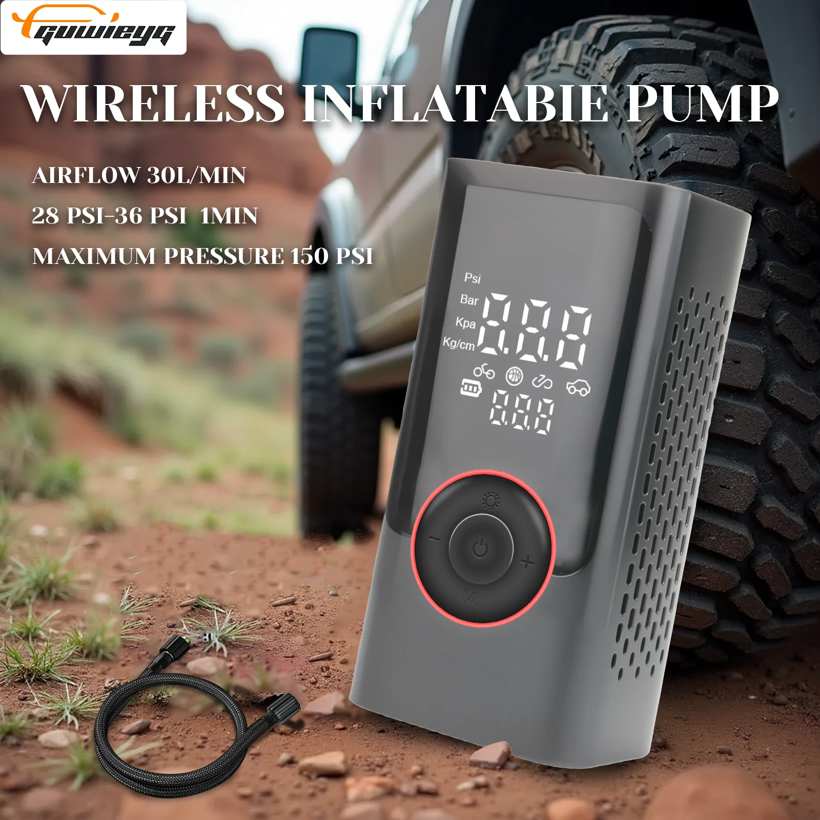 Handheld Smart Air Pump - Rechargeable Lithium, High Pressure, for All Vehicle Tires