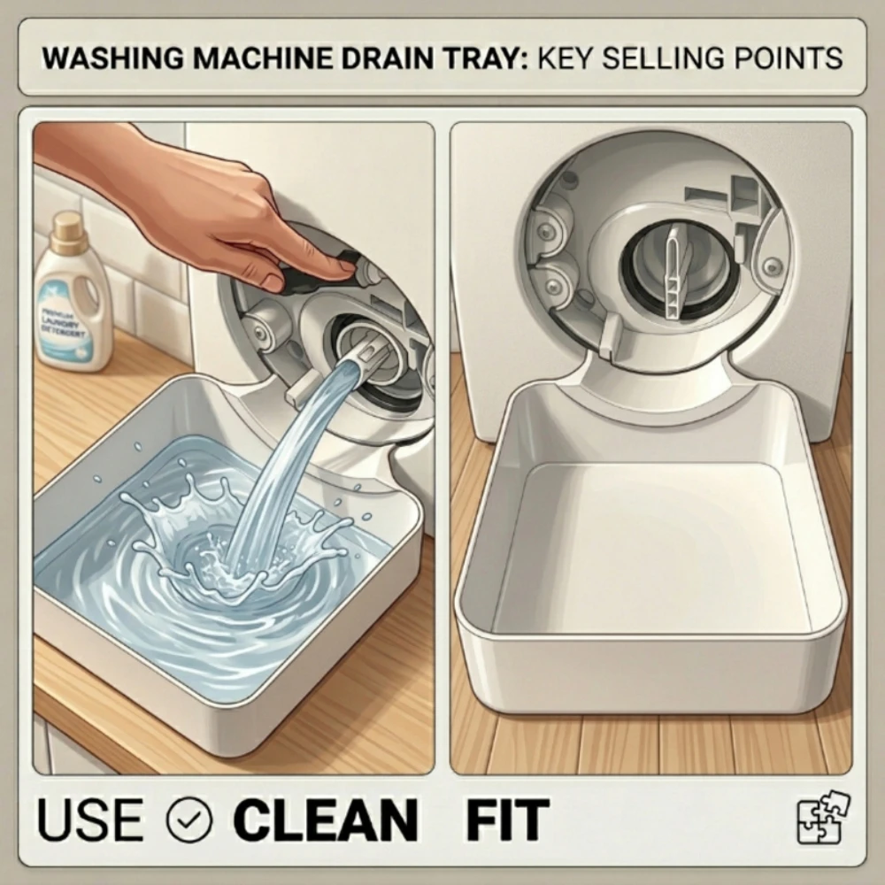 Washing Machine Base Tray, Leak-Proof Mat for Floor, Anti-Overflow & Anti-Slip, Easy-Clean, Hot Sale