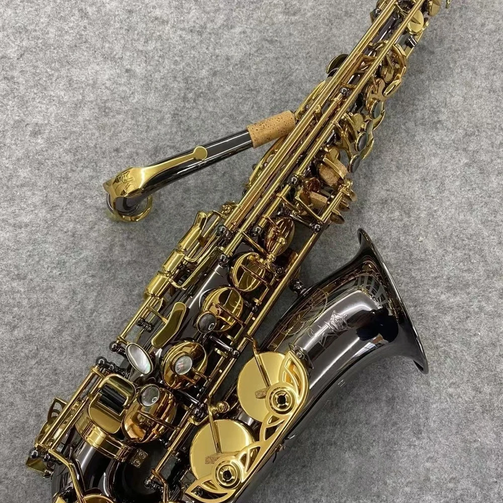 

New Arrival ST130 Black Lacquered Gold Alto Saxophone E-flat Brass Fine Carved Jazz Instrument with Accessories