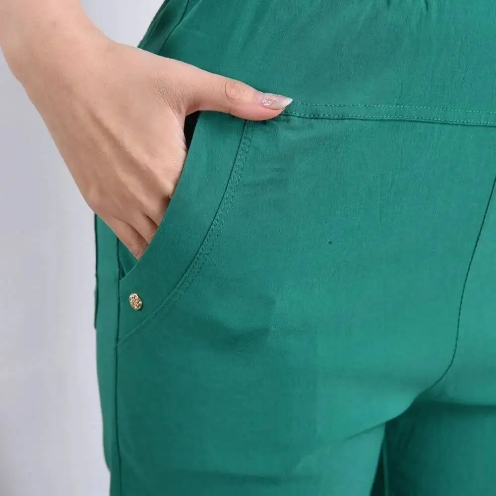 Women Casual Cotton Pants 2023 Spring Summer High Waist Solid Pockets Retro Loose Straight Pants Trousers Bottoms 4XL 5XL