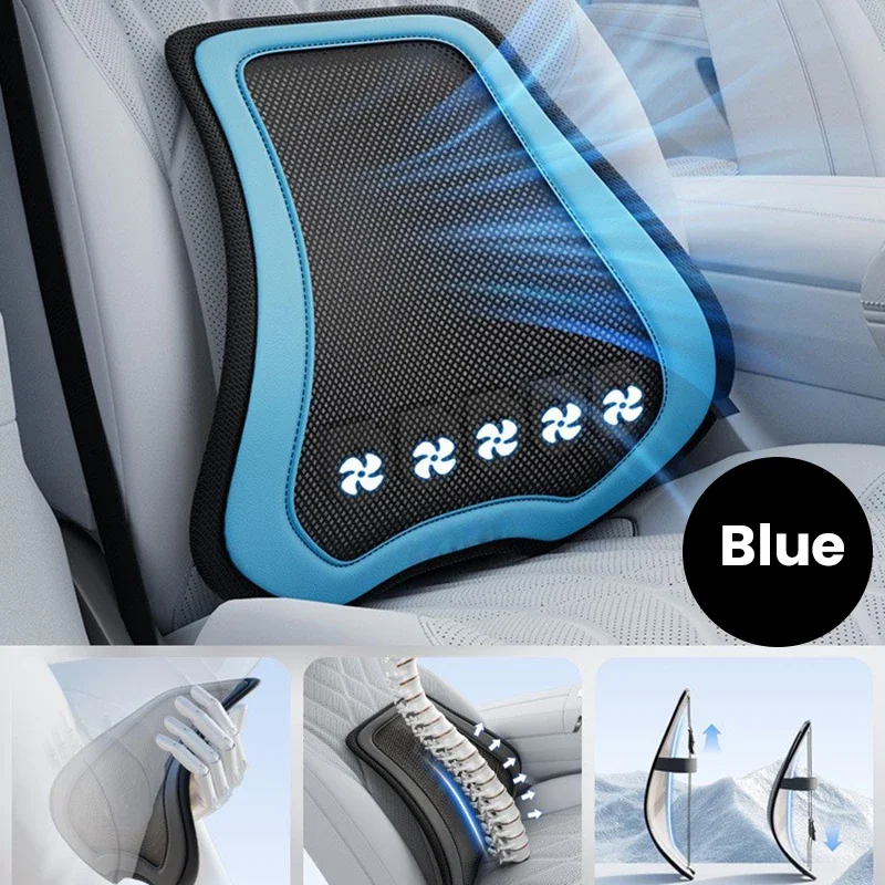 Car Lumbar Cushion Built-in Fan Ventilated Breathable Waist Support Pad Sedentary Driving Waist Protection Cushion for Car USB view 6