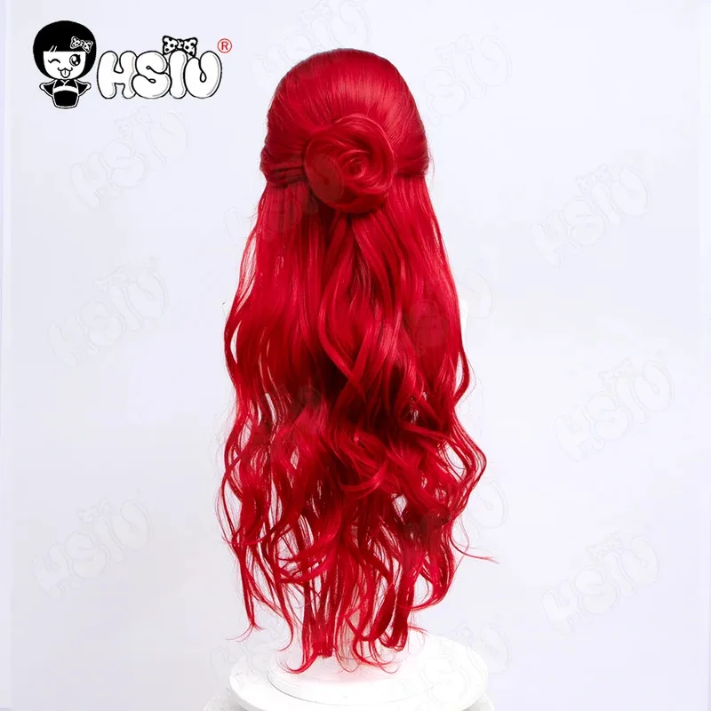 

Парик для косплея CyHimeko, синтетический парик из волокна, игра Honkai Star Rail, парик для косплея,「HSIU, большой красный длинный вьющийся парик + шапочка для парика