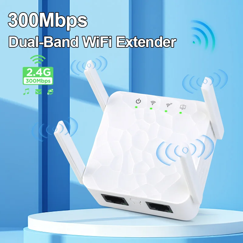 

New WiFi Extender Intensifier Signal Repeater 300Mbps Independent Signal Amplifier 4 Antenna Stable Signal Wireless Repeater