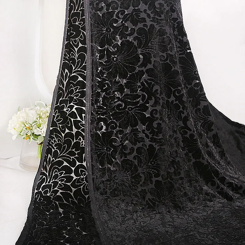 50cm/100cm*114cm Brocade Burnt-out Velvet Fabric Flower Hollow Dress Simulation Silk Fabric for DIY Sewing Clothing