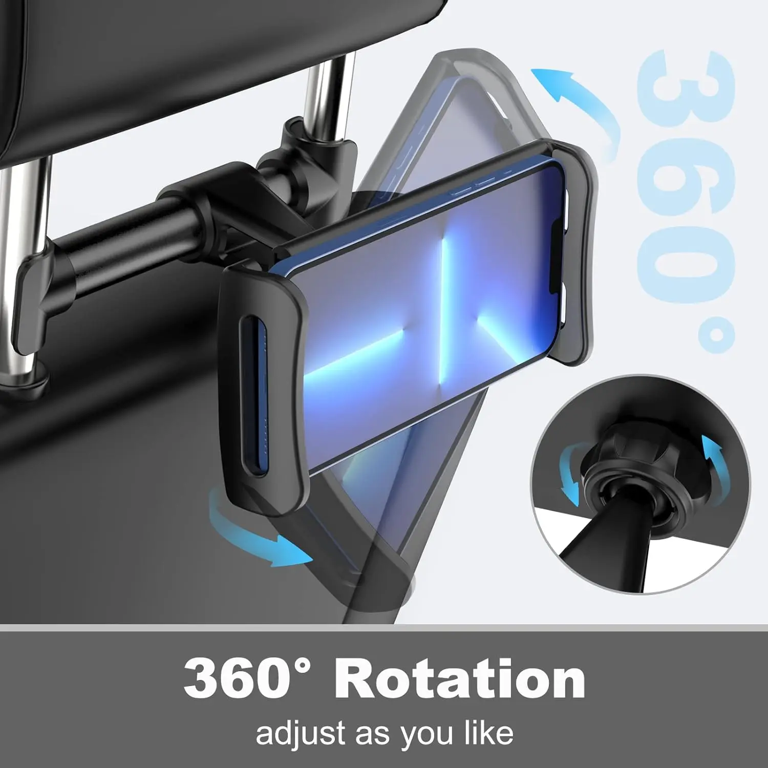 Car Tablet Holder Stand for Ipad 2/3/4 Air Pro 4-11' Phone Universal Stand Bracket Back Seat Car Mount Mount 360 Rotation New image 2