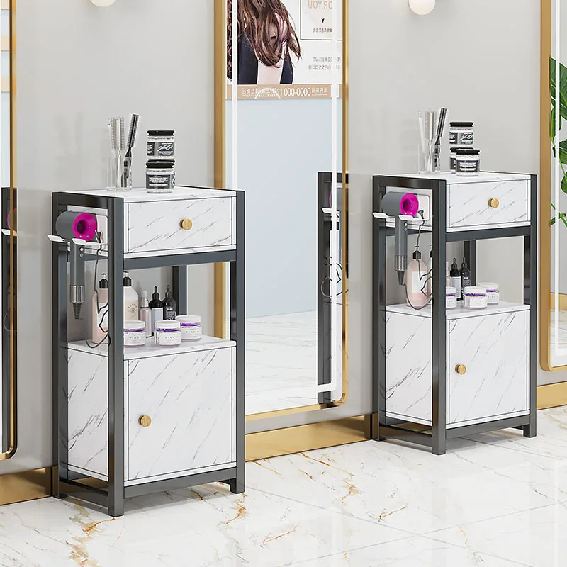 AOLIVIYA Mirror Drawer Storage Cabinet Beauty Salon Barber Trolley Haircut Shop Auxiliary Tools Cart