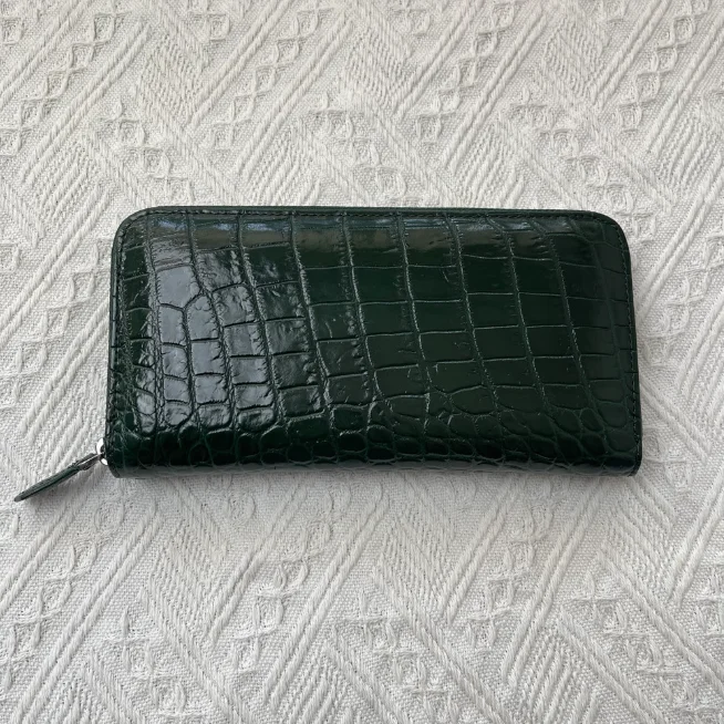 Ladies' Crocodile Leather Wallet Zippered Handheld Bag Universal for Men And Women Fashionable Genuine Leather
